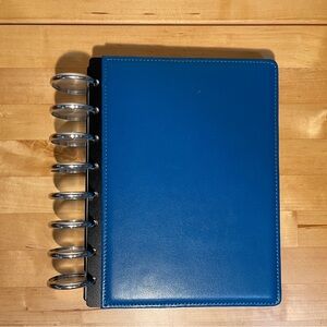 M by Staples arc Blue Leather Planner with Silver Tone Rings